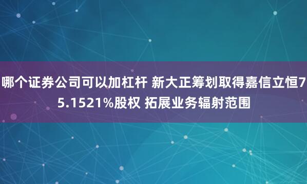 哪个证券公司可以加杠杆 新大正筹划取得嘉信立恒75.1521%股权 拓展业务辐射范围